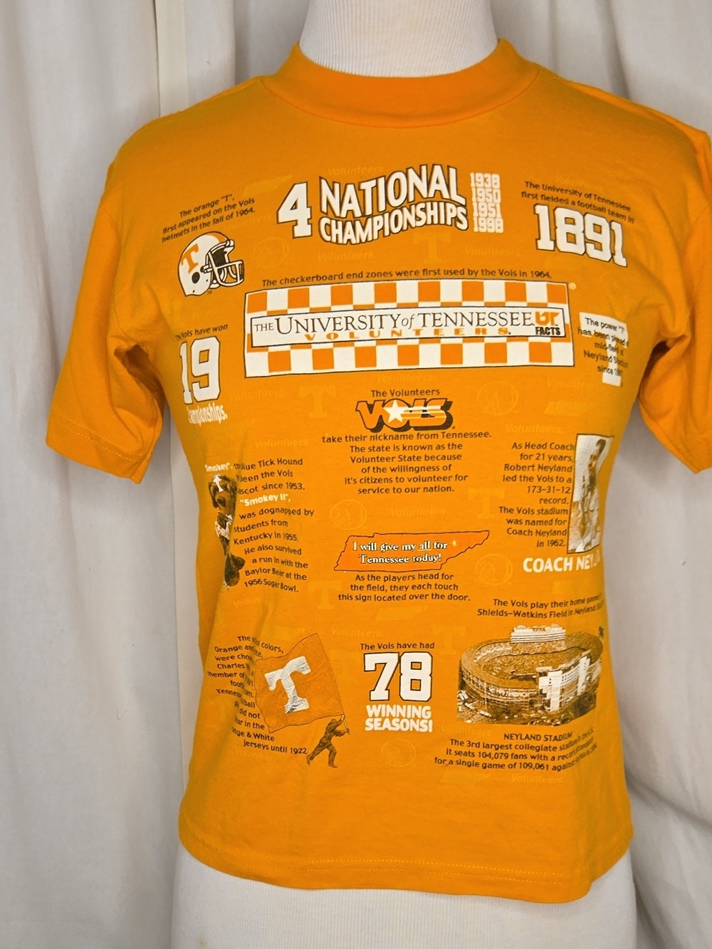 Vintage University of Tennessee Volunteers Cropped Orange Graphic Tee